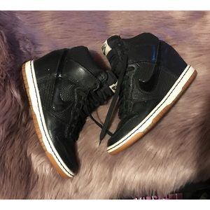 Black nike sky hi dunks wedge